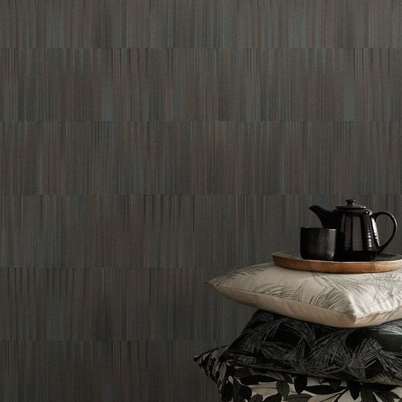 Martinique Linear Texture Wallpaper - Dark Brown - Erismann - 10398 - 47 - Premier Wallcovering