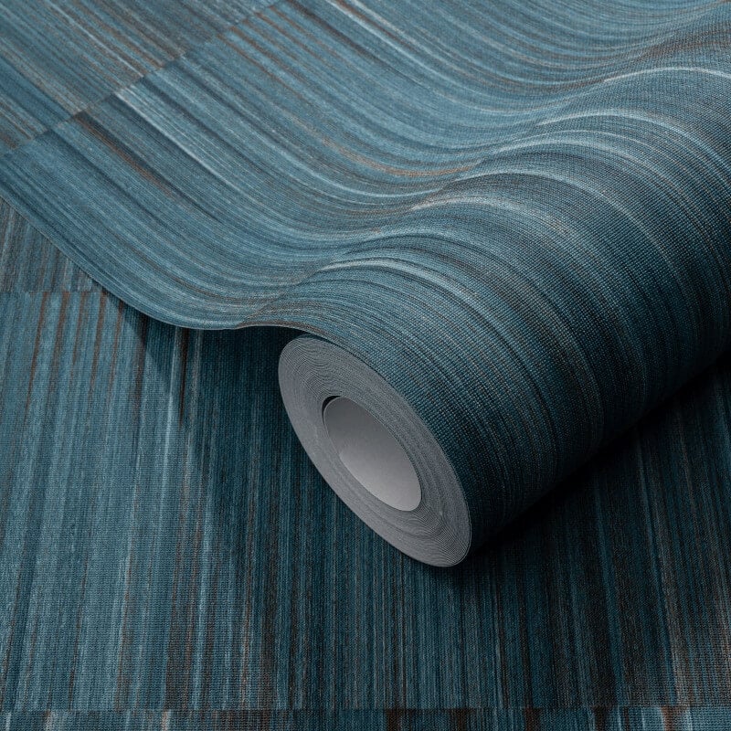 Martinique Linear Texture Wallpaper - Teal - Erismann - 10398 - 19 - Premier Wallcovering
