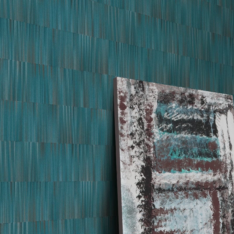 Martinique Linear Texture Wallpaper - Teal - Erismann - 10398 - 19 - Premier Wallcovering