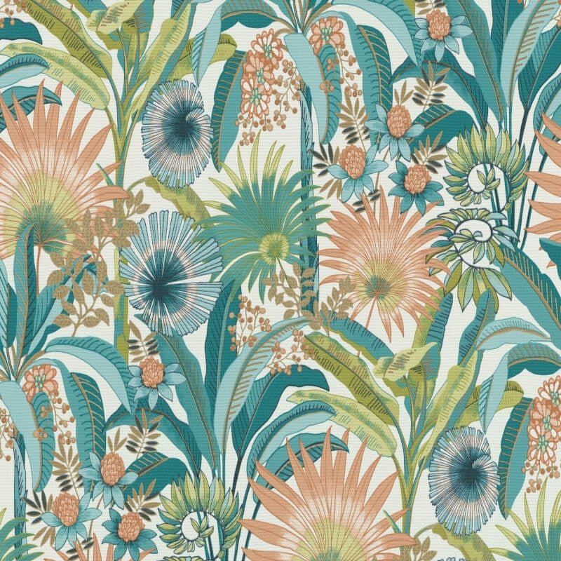 Martinique Tropical Wallpaper - White Multi - Erismann - 10390 - 18 - Premier Wallcovering