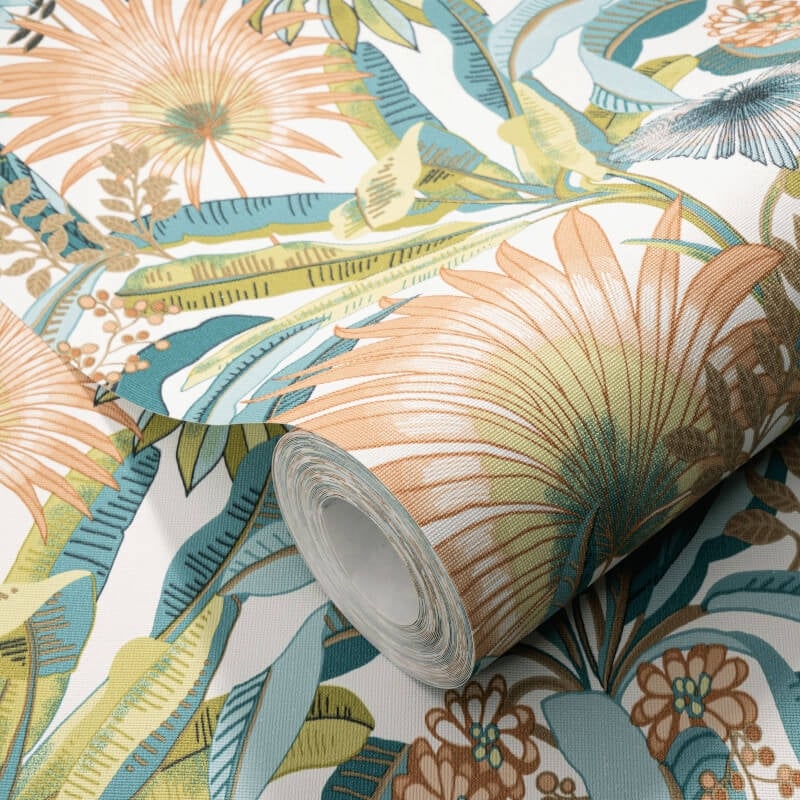 Martinique Tropical Wallpaper - White Multi - Erismann - 10390 - 18 - Premier Wallcovering