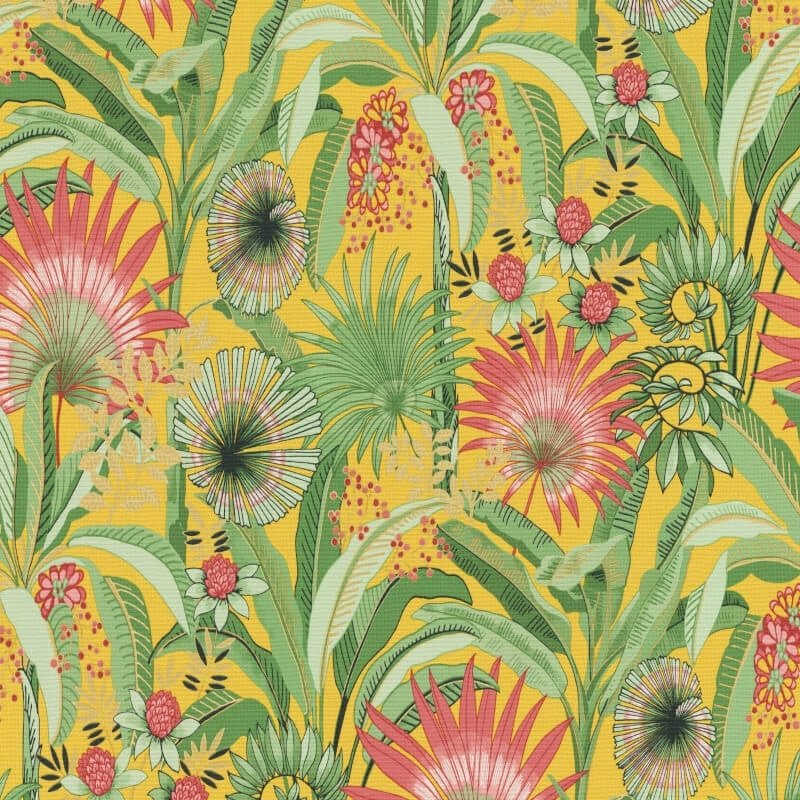 Martinique Tropical Wallpaper - Yellow Multi - Erismann - 10390 - 20 - Premier Wallcovering