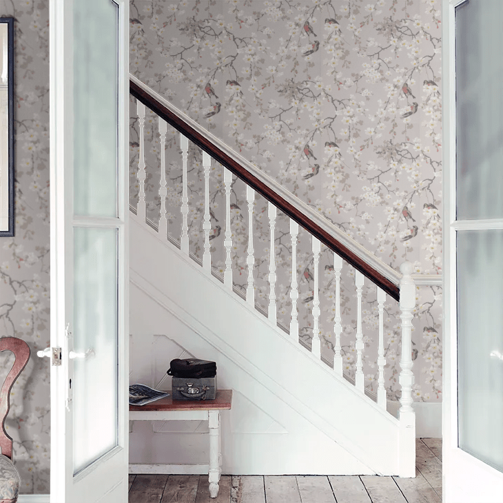 Massingberd Blossom Wallpaper - Grey - Little Greene - 0260MAGREYZ - Premier Wallcovering