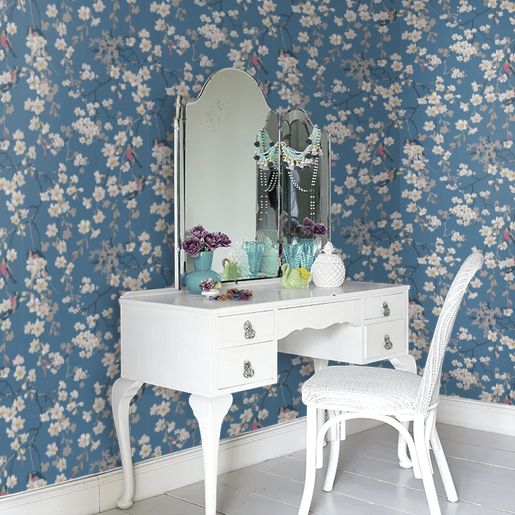 Massingberd Blossom Wallpaper - Deep Blue - Little Greene - 0260MADEEPZ - Premier Wallcovering