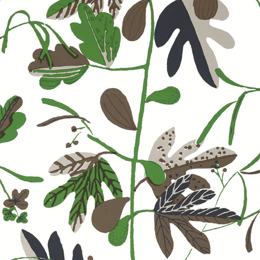 Matisse Leaf Wallpaper - Black & Green - Thibaut - T16208 - Premier Wallcovering