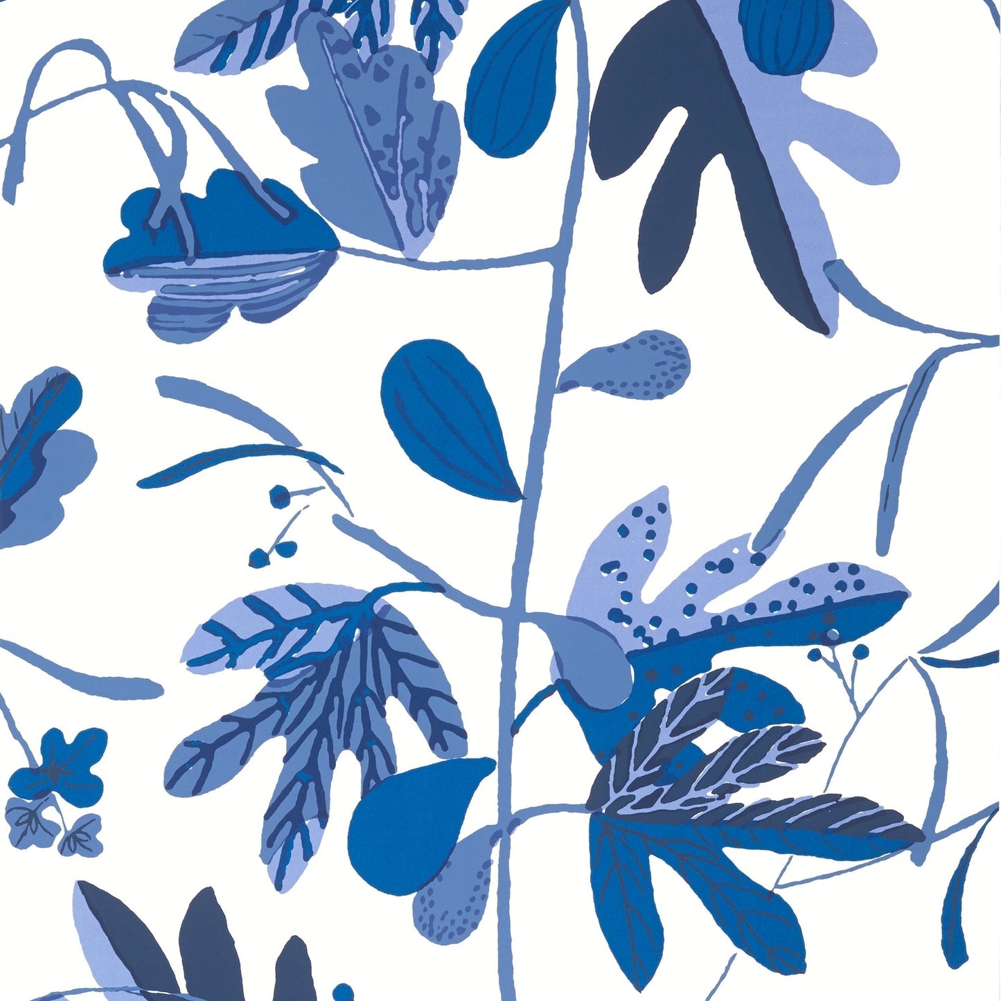 Matisse Leaf Wallpaper - Blue & White - Thibaut - T16211 - Premier Wallcovering