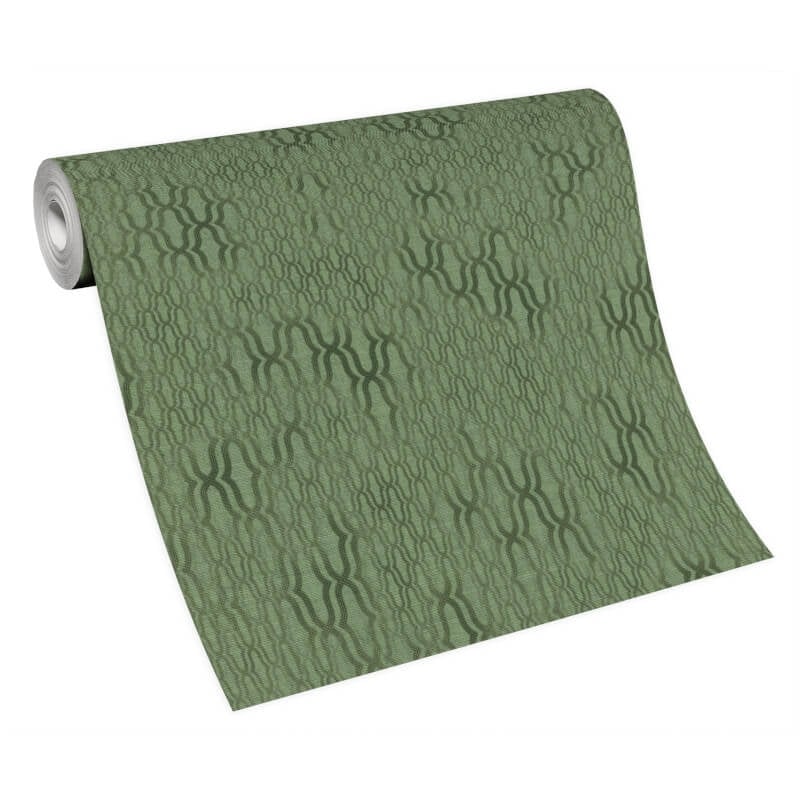 Matrix Geometric Metallic Wallpaper - Green - Erismann - 10259 - 07 - Premier Wallcovering