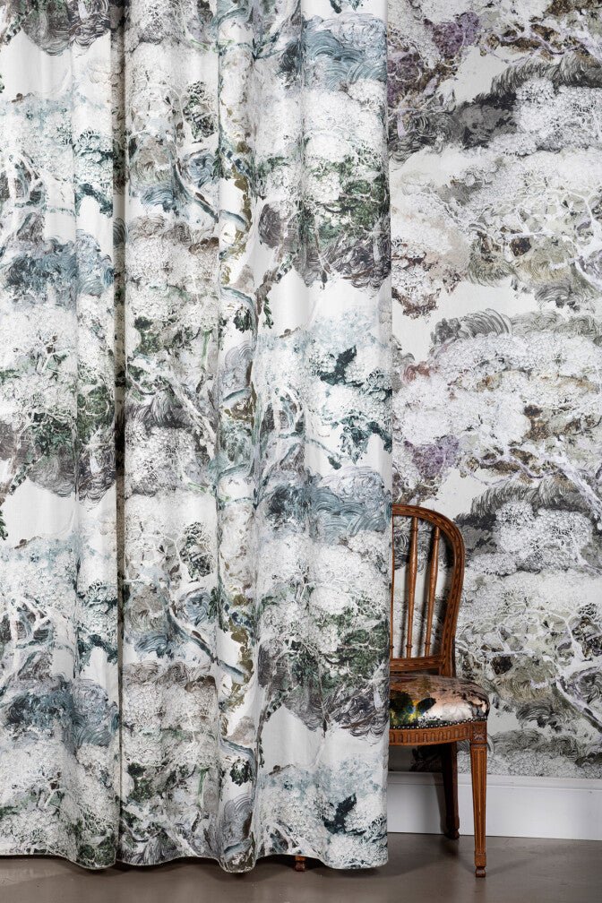 Matzu Tree Fabric - Blue Tint Drizzles - Timorous Beasties - DIGIP/MATZ/LU/01 - Premier Wallcovering