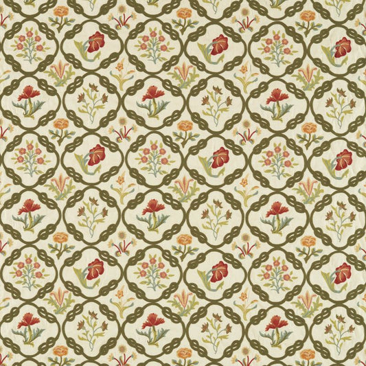 Mays Coverlet Fabric - Indigo/Rose - Morris & Co - 237308 - Premier Wallcovering
