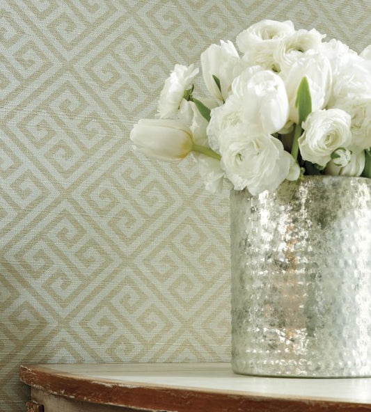 Maze Grasscloth Wallpaper - Navy - Thibaut - T41196 - Premier Wallcovering