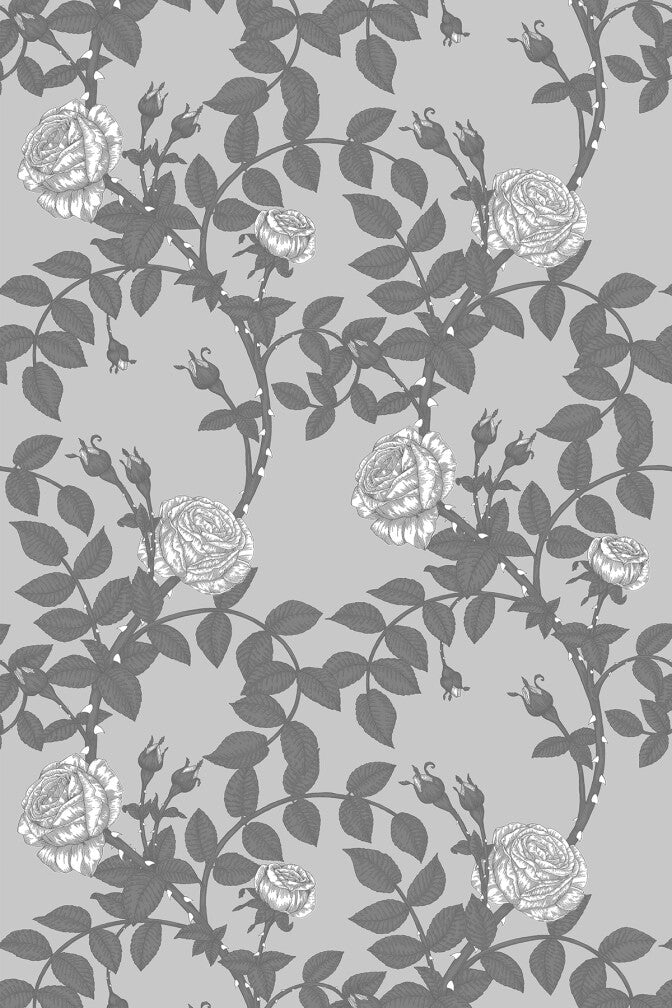 McGegan Rose Fabric - Grey - Timorous Beasties - DIGIP/MCG/LU/03 - Premier Wallcovering