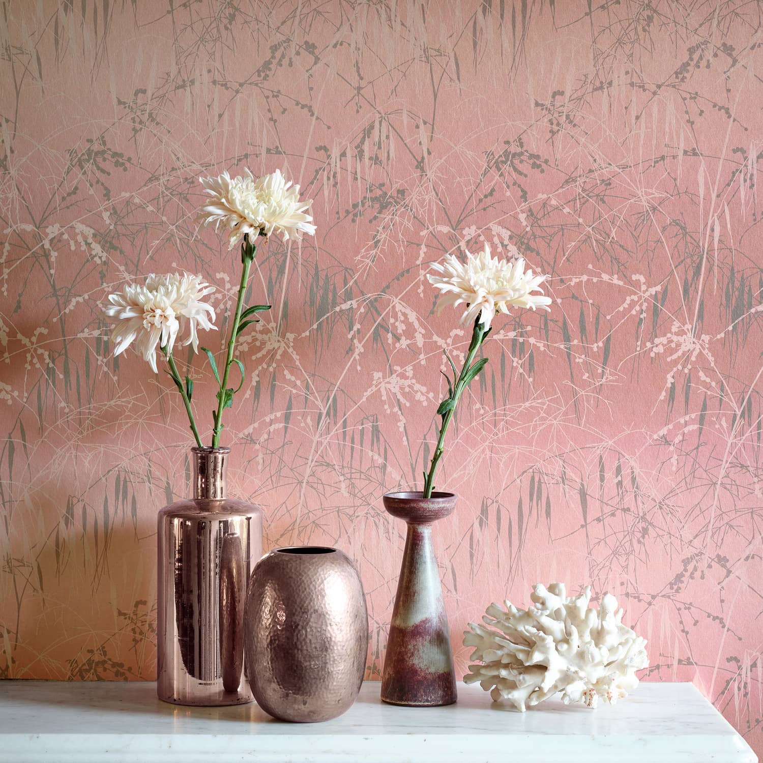 Meadow Grass Wallpaper - Shell & Pewter - Clarissa Hulse - 120370 - Premier Wallcovering