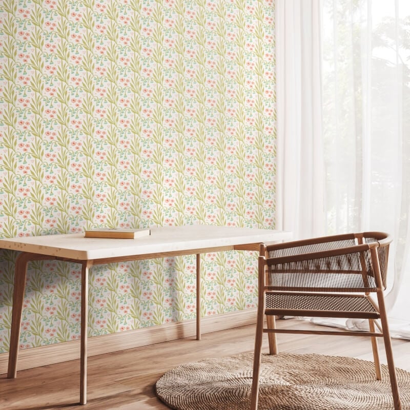 Meadow Stripe Wallpaper - Peach/Duck Egg - Hoopla Walls - HWA1211W - Premier Wallcovering