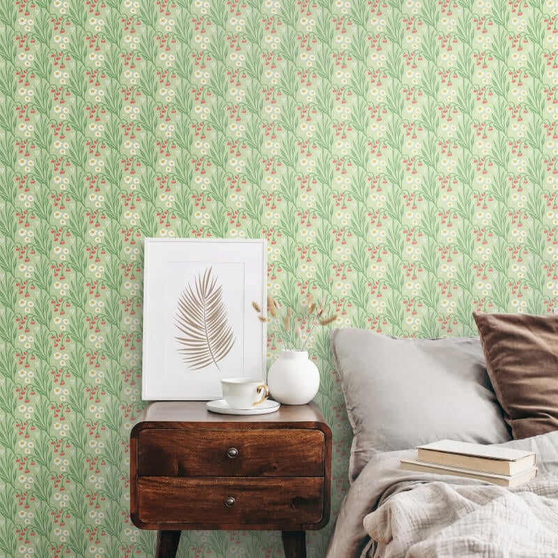 Meadow Stripe Wallpaper - Pistachio - Hoopla Walls - HWA1214W - Premier Wallcovering