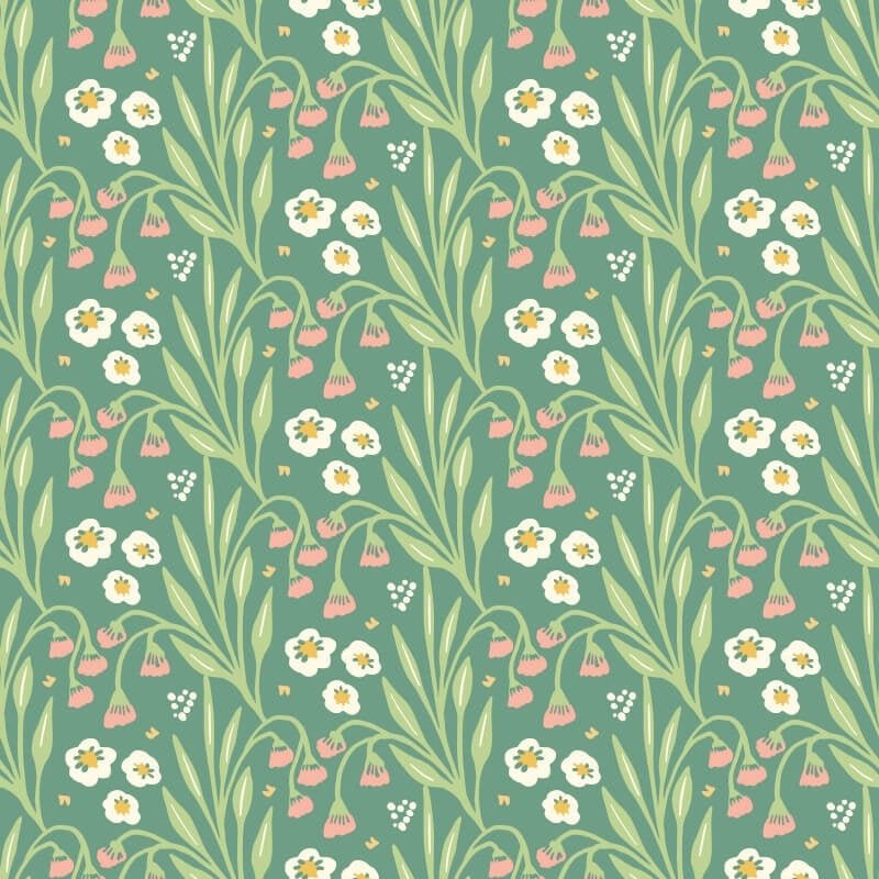 Meadow Stripe Wallpaper - Leaf/Peony - Hoopla Walls - HWA1215W - Premier Wallcovering