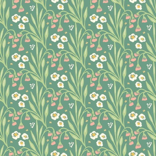 Meadow Stripe Wallpaper - Leaf/Peony - Hoopla Walls - HWA1215W - Premier Wallcovering