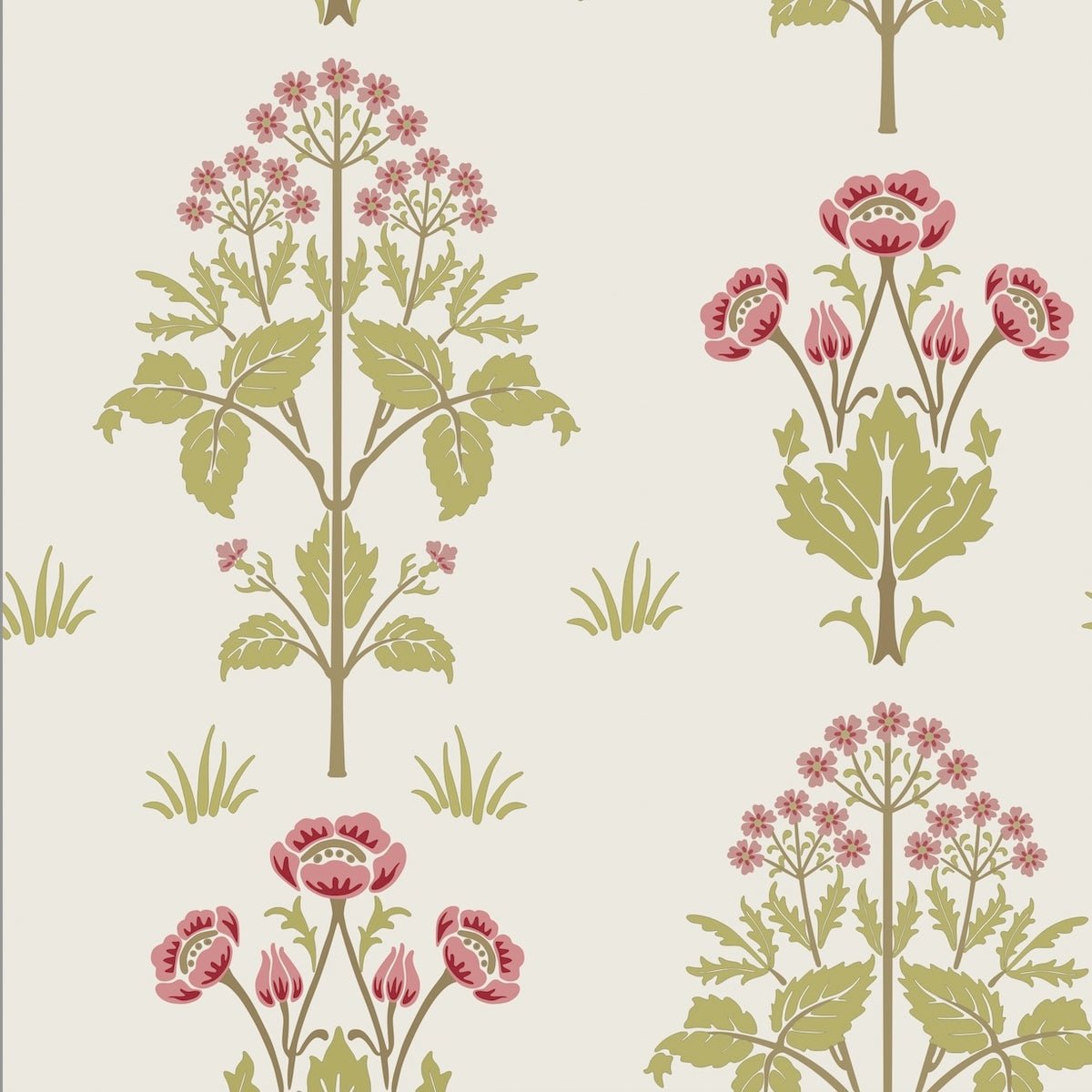 Morris Collections - 1055 - Meadow Sweet Wallpaper - Raspberry - Premier Wallcovering