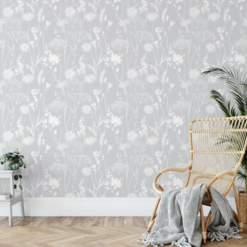 Meadowsweet Floral Wallpaper - Grey - Catherine Lansfield - 165581 - Premier Wallcovering