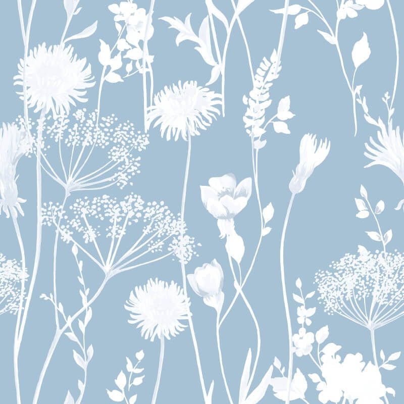 Meadowsweet Floral Wallpaper - Blue - Catherine Lansfield - 165583 - Premier Wallcovering