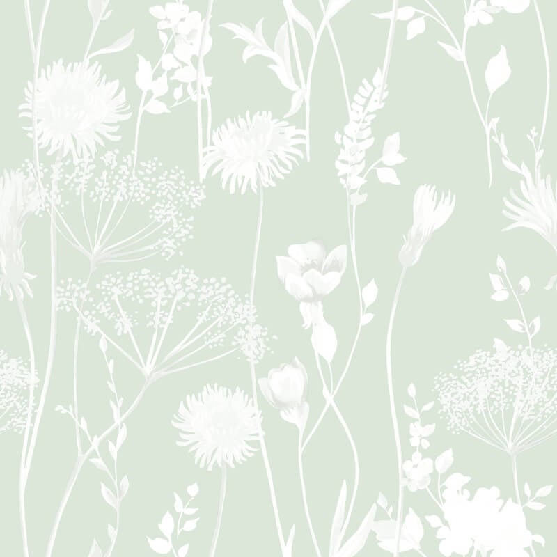 Meadowsweet Floral Wallpaper - Green - Catherine Lansfield - 165580 - Premier Wallcovering