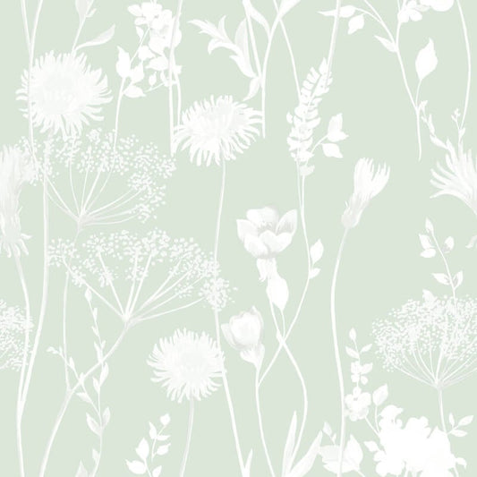 Meadowsweet Floral Wallpaper - Green - Catherine Lansfield - 165580 - Premier Wallcovering