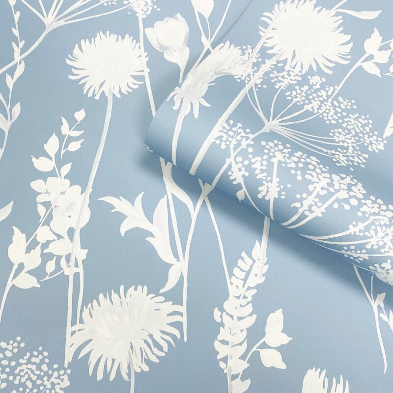 Meadowsweet Floral Wallpaper - Blue - Catherine Lansfield - 165583 - Premier Wallcovering