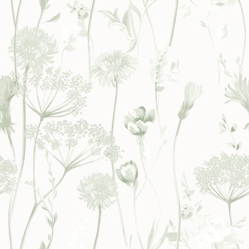 Meadowsweet Floral Wallpaper - Sage - Catherine Lansfield - 165584 - Premier Wallcovering