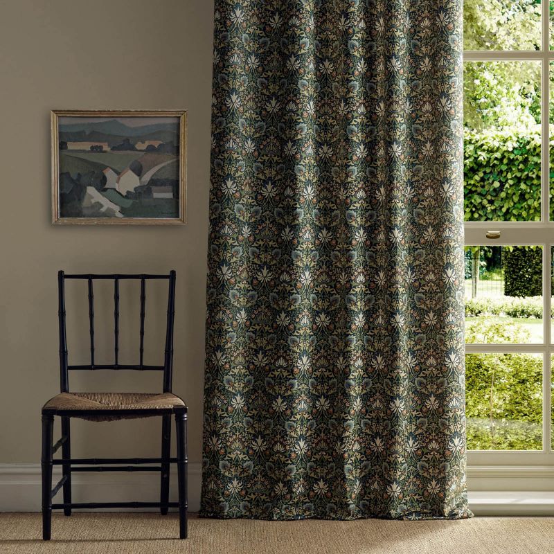 Meda Iris Fabric - Forest/Russet - Morris & Co - 227367 - Premier Wallcovering