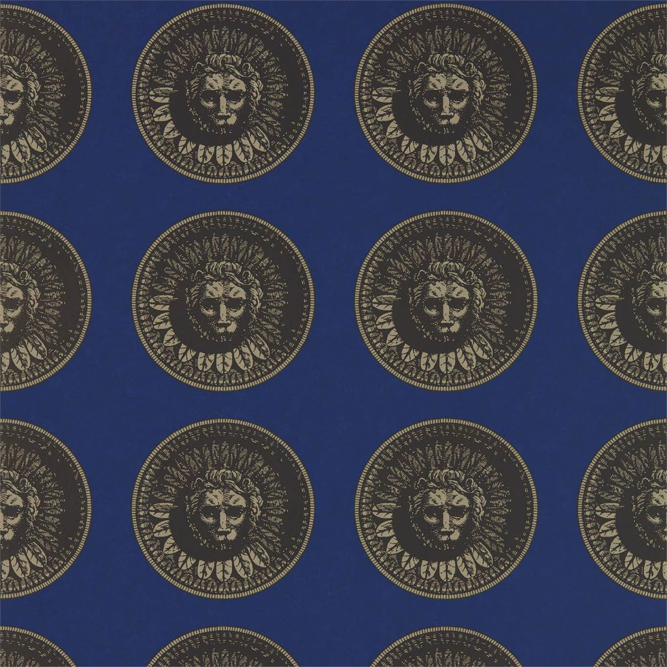 Medallion Wallpaper - Lazuli/Nickle - ZPLW312975 - Zoffany - Premier Wallcovering