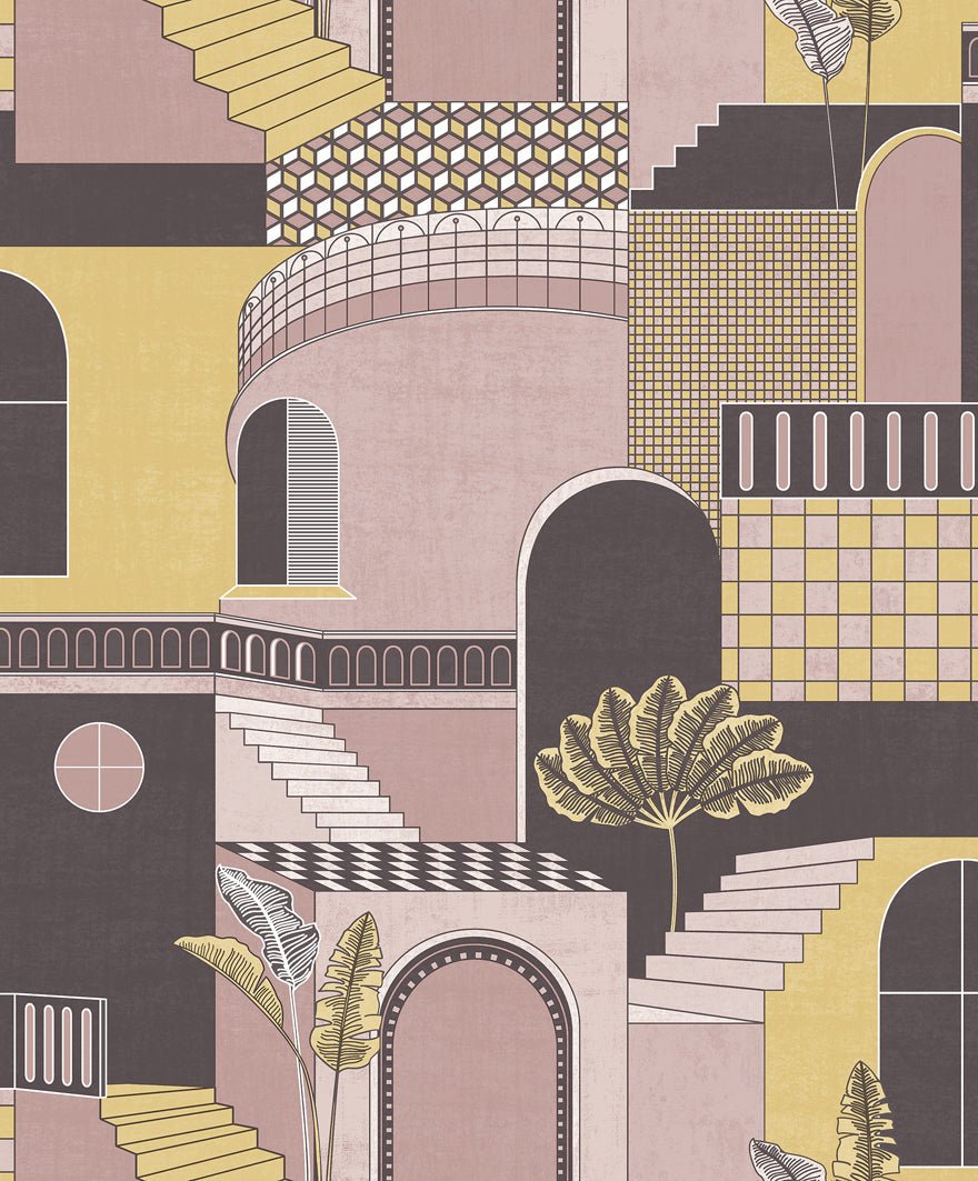 Medina Wallpaper - Pink/Yellow - Holden Décor - 13102 - Premier Wallcovering