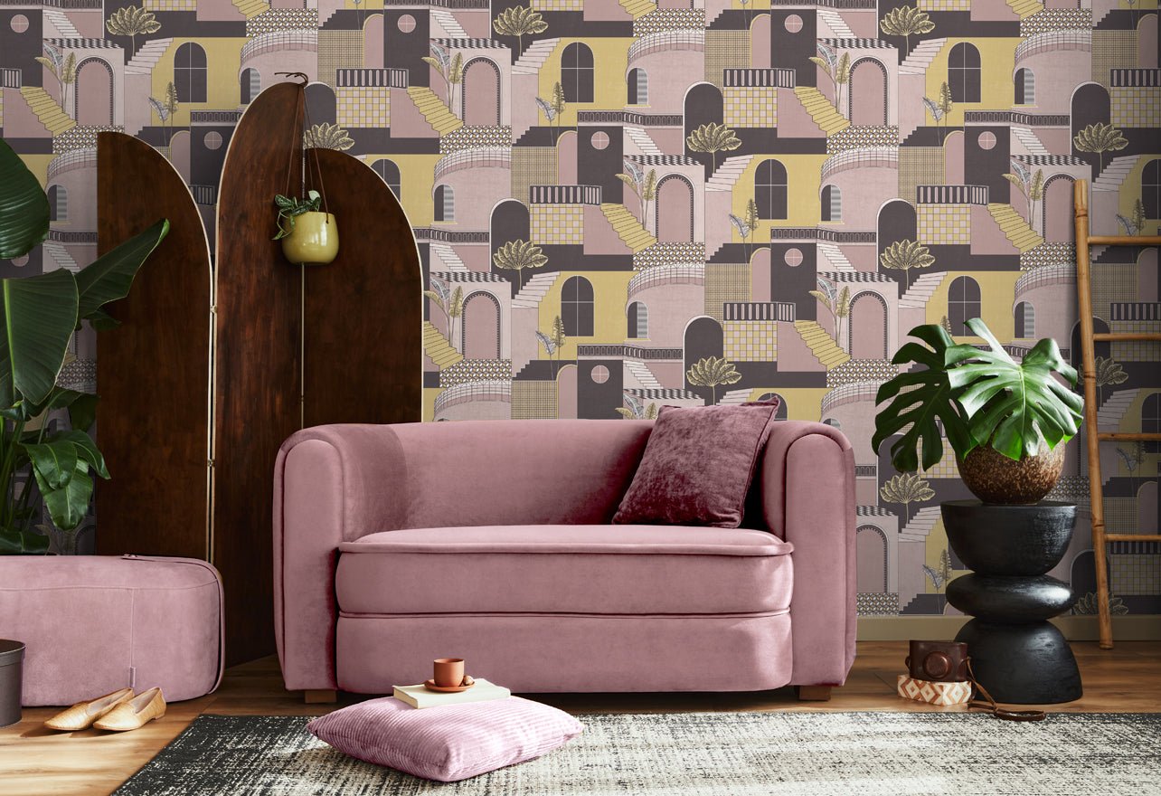 Medina Wallpaper - Pink/Yellow - Holden Décor - 13102 - Premier Wallcovering