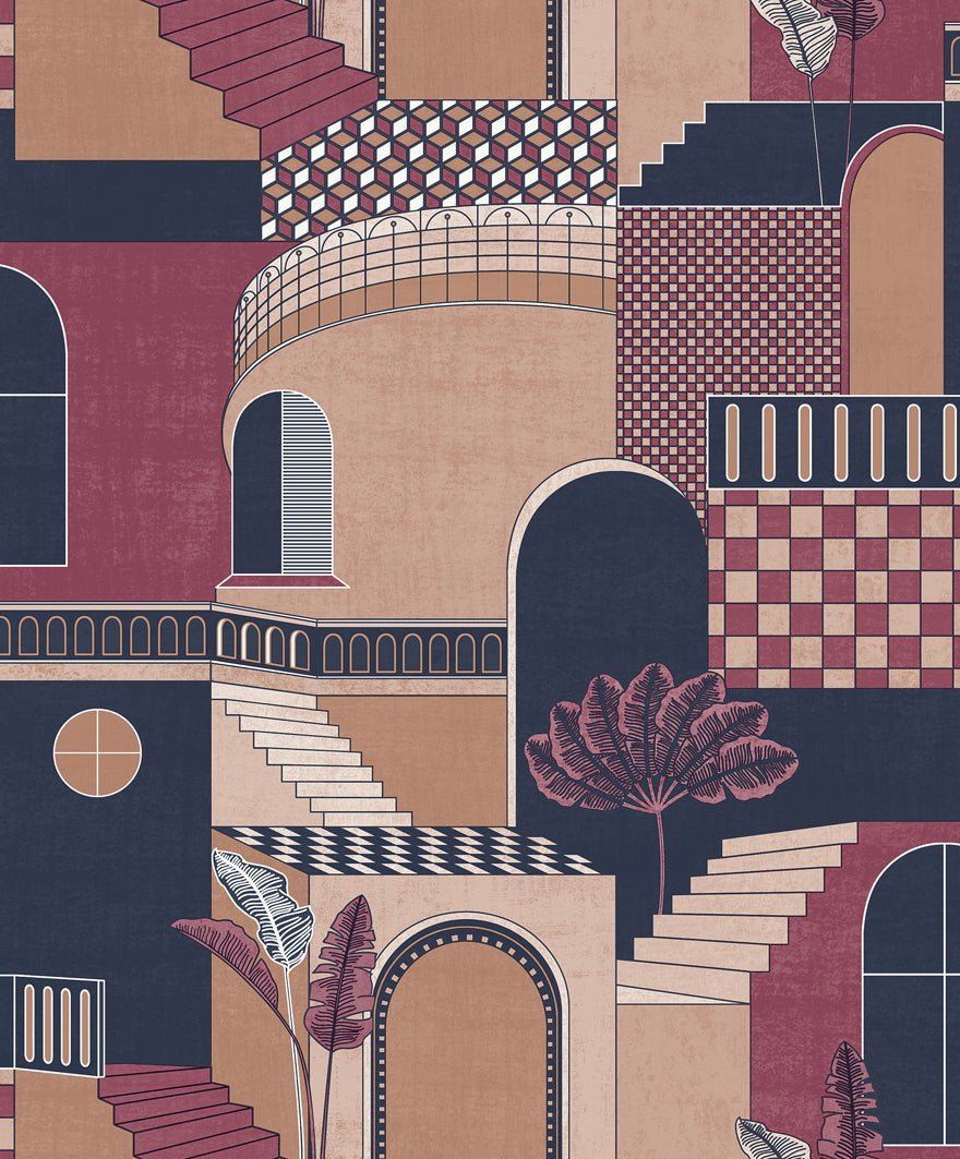 Medina Wallpaper - Red/Navy - Holden Décor - 13103 - Premier Wallcovering