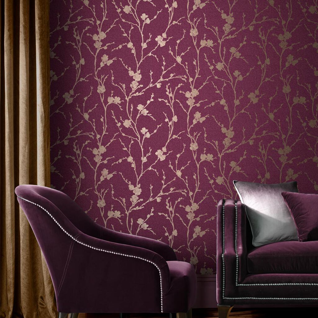 Meiying Wallpaper - Mauve - Graham & Brown - 105918 - Premier Wallcovering