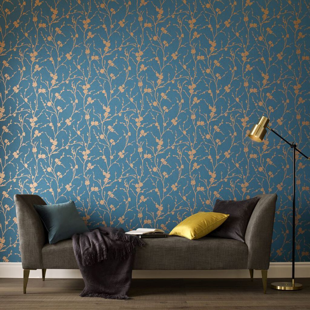 Meiying Wallpaper - Teal - Graham & Brown - 103522 - Premier Wallcovering