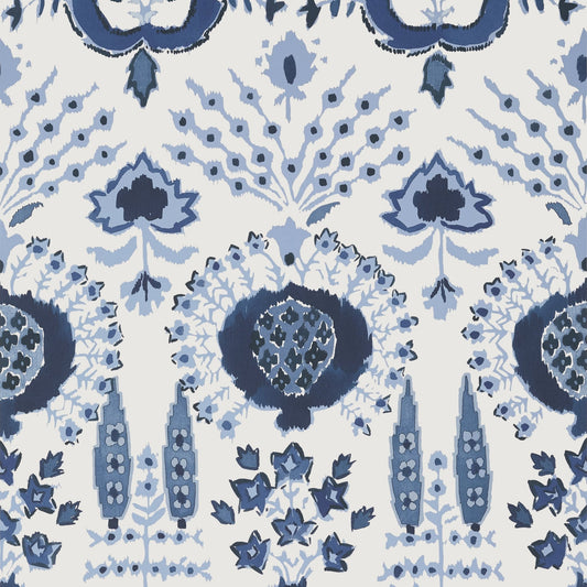 Mendoza Suzani Wallpaper - Blue & White - Thibaut - T16239 - Premier Wallcovering