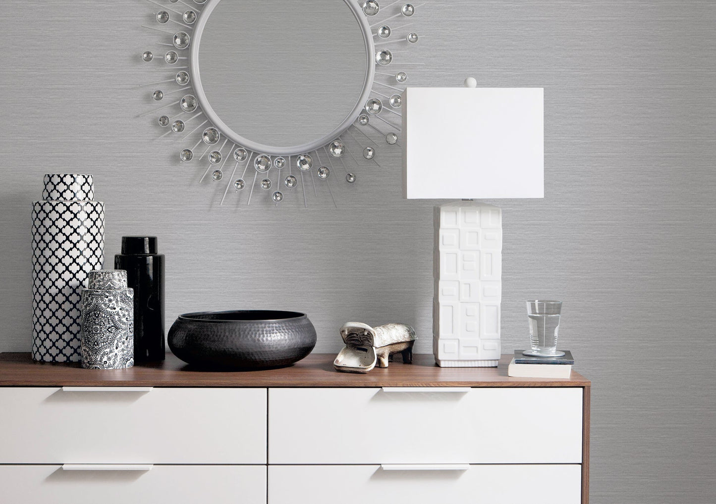 Metallic FX Woven Wallpaper - Silver - Galerie - W78203 - Premier Wallcovering