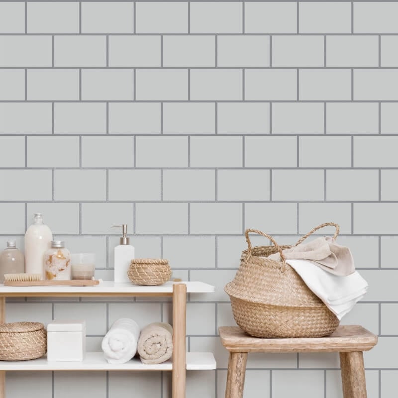 Metro Tile Metallic Wallpaper - Grey/Silver - Crown - M1637 - Premier Wallcovering