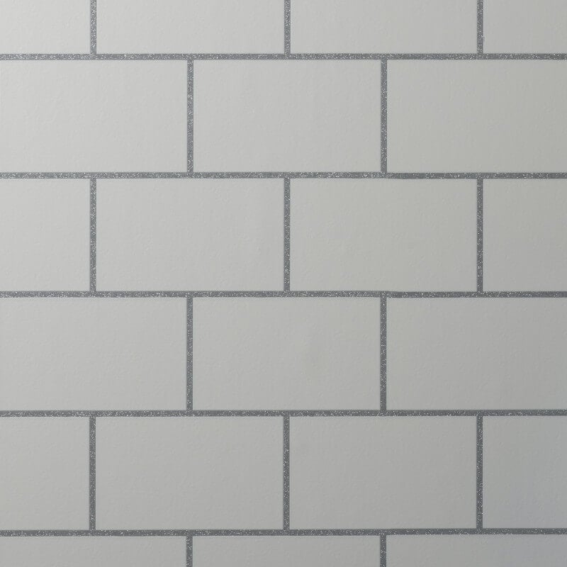 Metro Tile Metallic Wallpaper - Grey/Silver - Crown - M1637 - Premier Wallcovering
