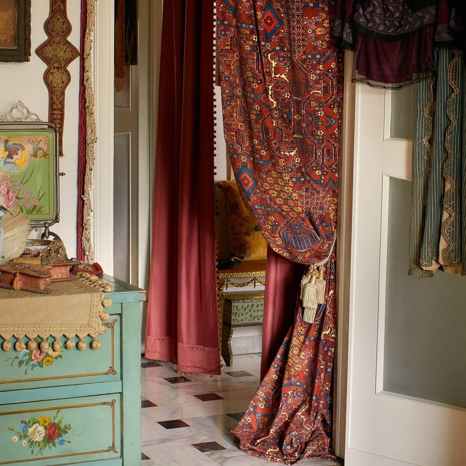 Mey Meh Velvet Fabric -  Sienna - House of Hackney - 1-FA-MEY-VE-MUL-XXX-XXX - Premier Wallcovering