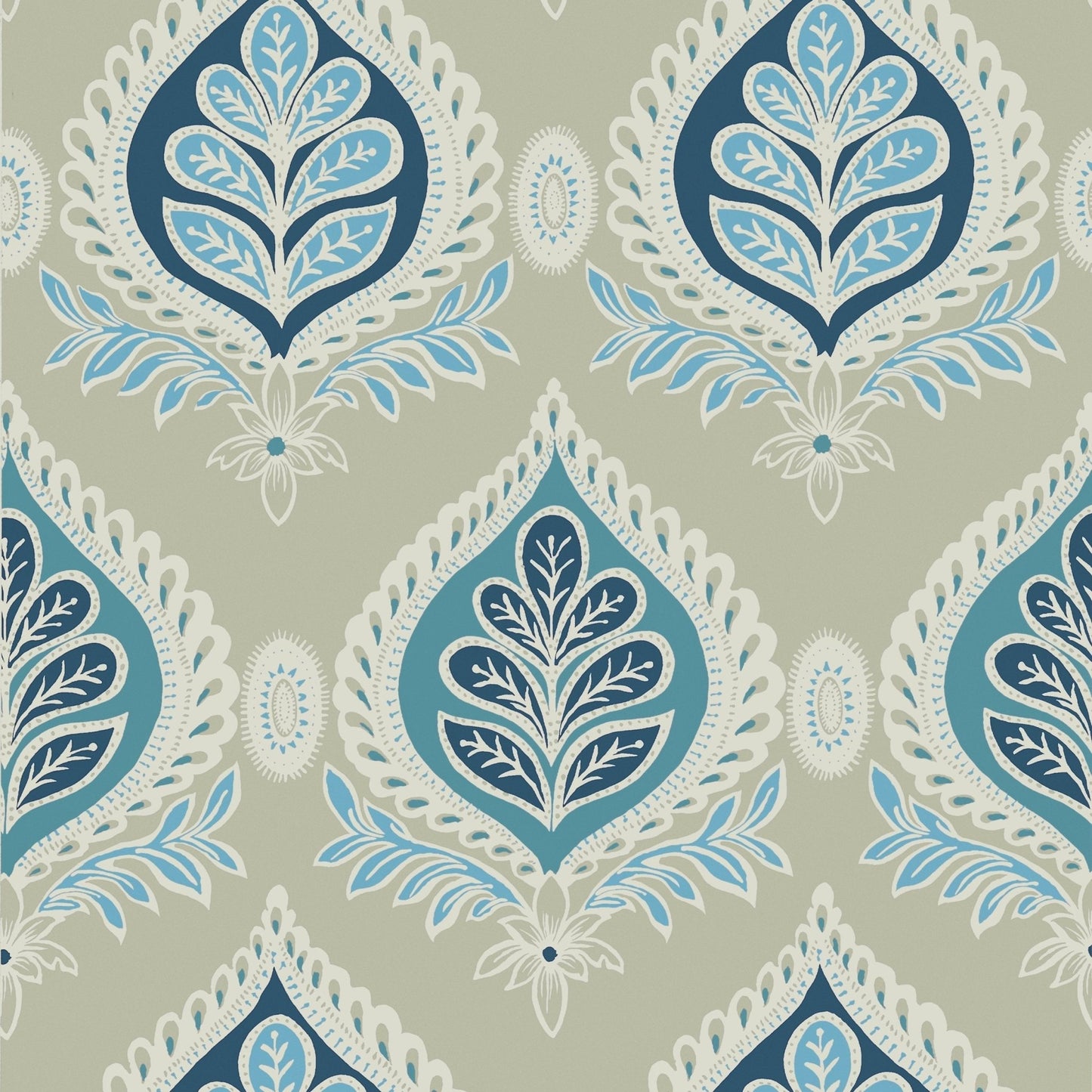 Midland Wallpaper - Aqua & Beige - Thibaut - T24317 - Premier Wallcovering