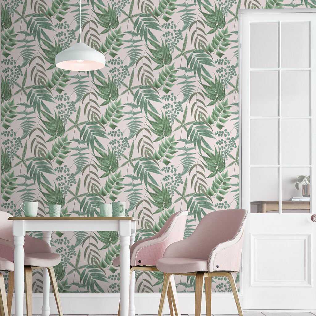 Midsummer Fern Wallpaper - Blush - Graham & Brown - 107878 - Premier Wallcovering