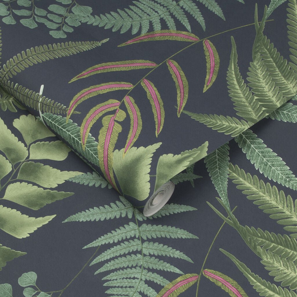 Midsummer Fern Wallpaper - Navy - Graham & Brown - 107881 - Premier Wallcovering