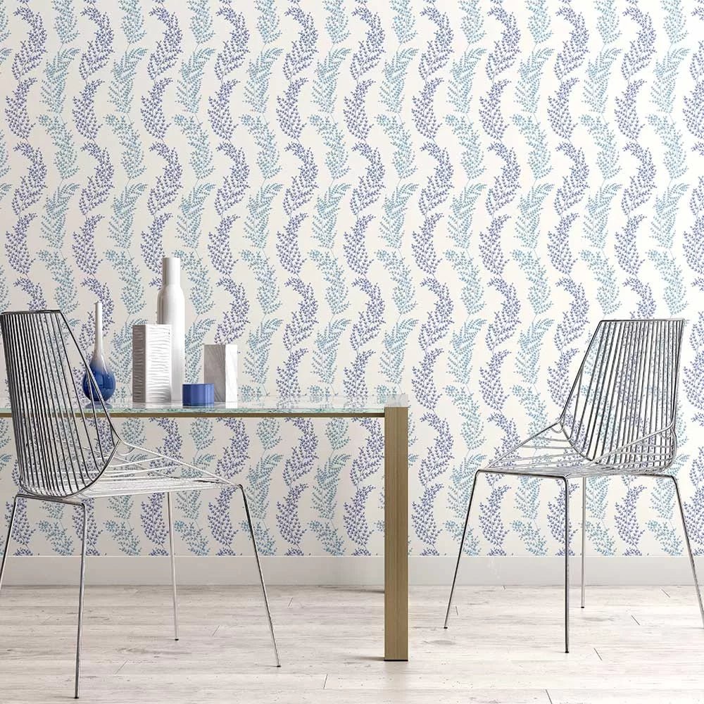 Mimosa Trail Wallpaper - Blue - Ohpopsi - JRD50110W - Premier Wallcovering