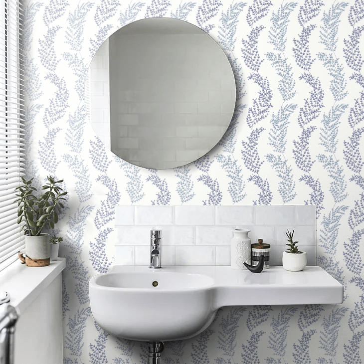 Mimosa Trail Wallpaper - Blue - Ohpopsi - JRD50110W - Premier Wallcovering