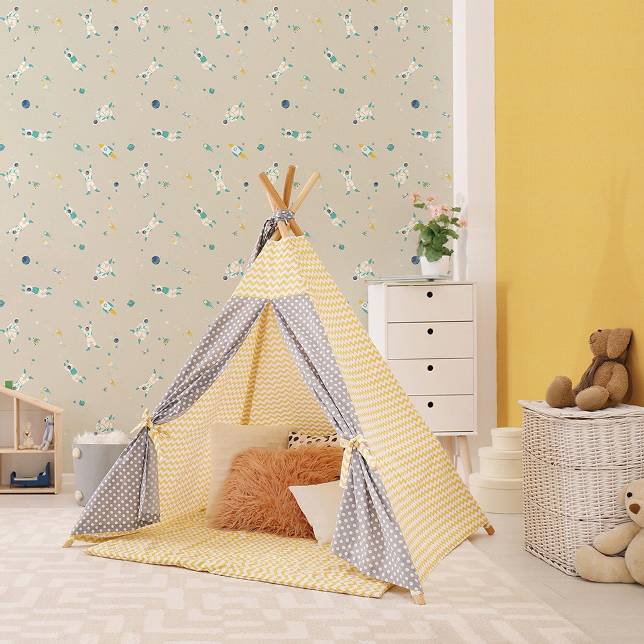 Mini Dots Great Kids Wallpaper - Yellow - Hohenberger - 26807 - Premier Wallcovering