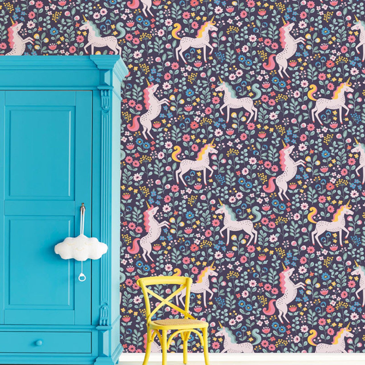 Mini Me Floral Mural Wallpaper - Blue / Multi - Eijffinger - 399110 - Premier Wallcovering