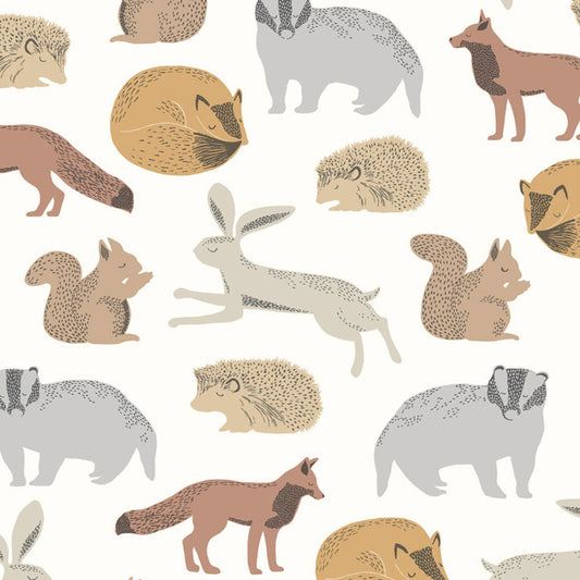 Mini Me Forest Animals Wallpaper - Beige - Eijffinger - 399050 - Premier Wallcovering