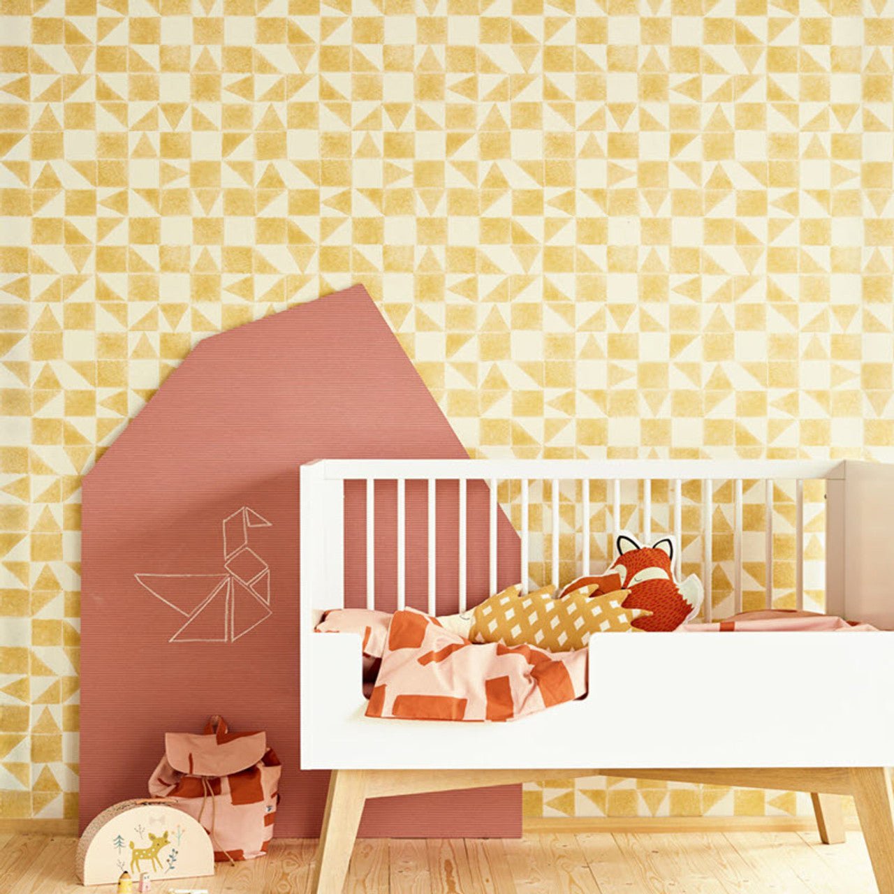 Mini Me Geometric Wallpaper - Yellow - Eijffinger - 399093 - Premier Wallcovering