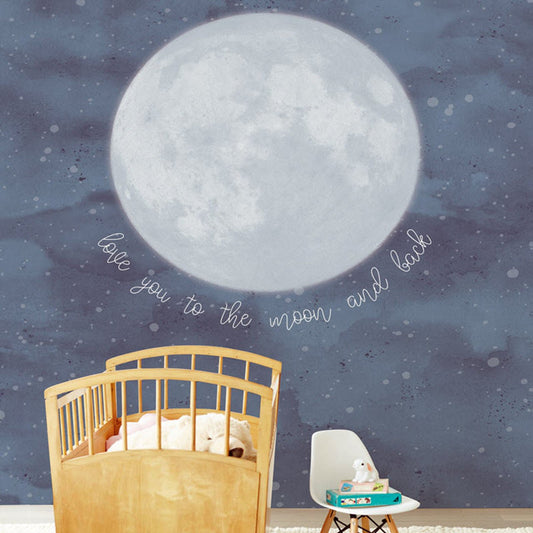 Mini Me Over the Moon Mural Wallpaper - Midnight Blue - Eijffinger - 399119 - Premier Wallcovering