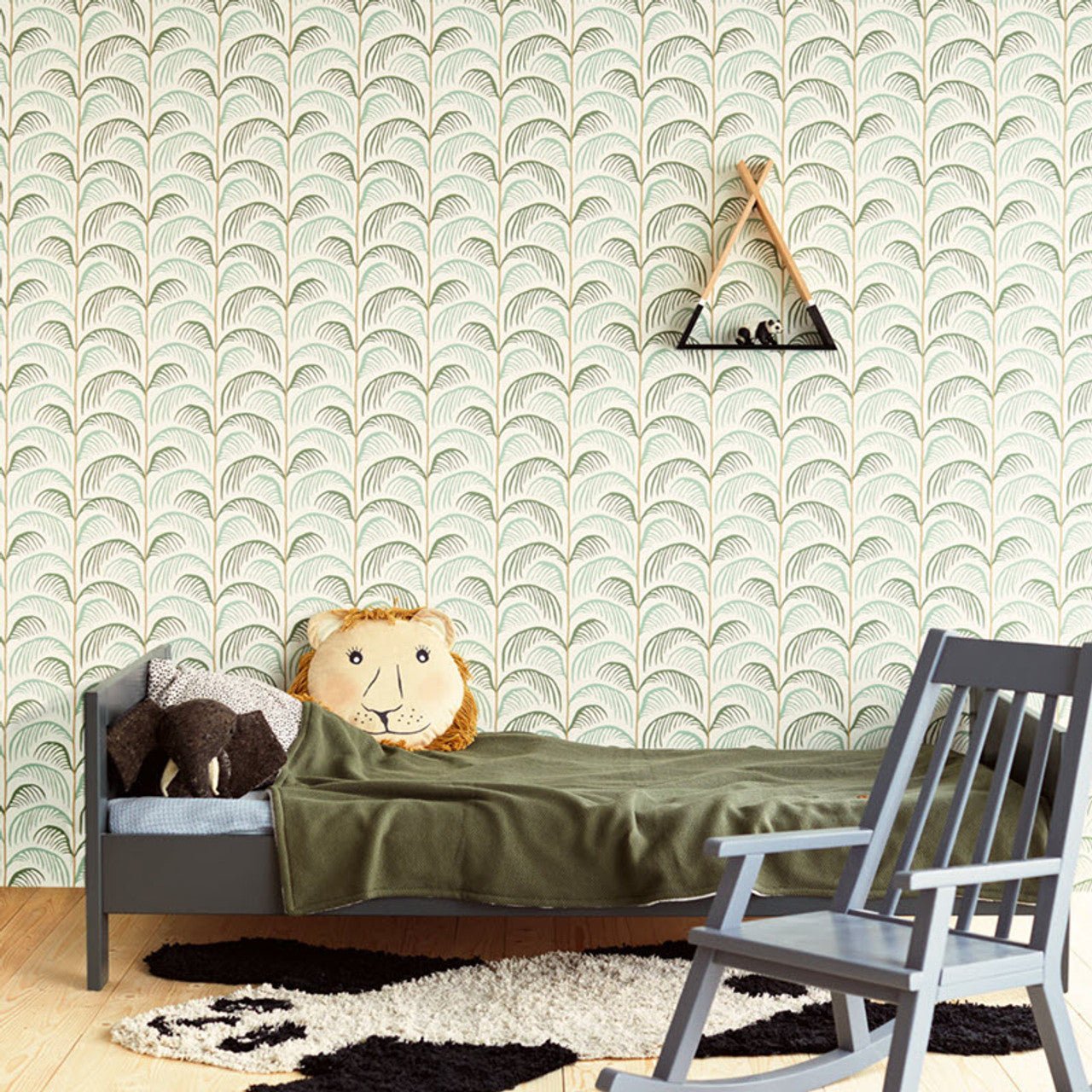 Mini Me Palm Wallpaper - Green - Eijffinger - 399070 - Premier Wallcovering